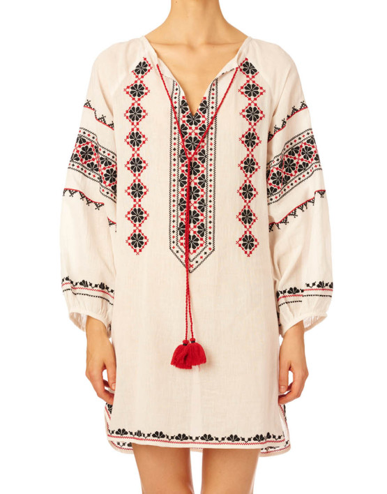 mayra tunic ecru red